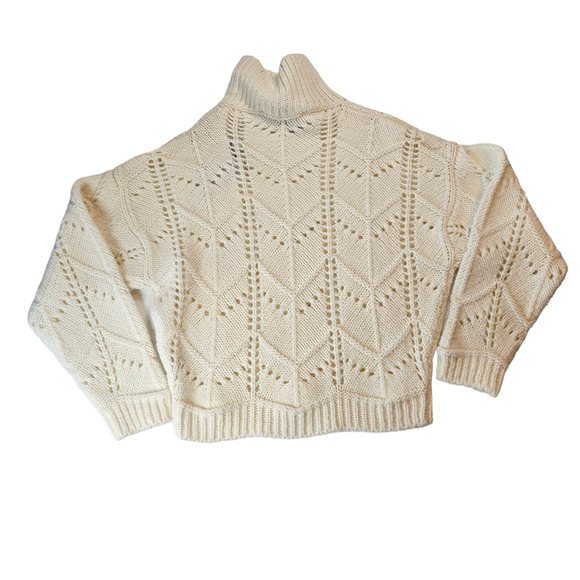 IRO Lovey Sweater Wool Alpaca Turtleneck Open Stitch in Chalk Women's Medium - Picture 3 of 12